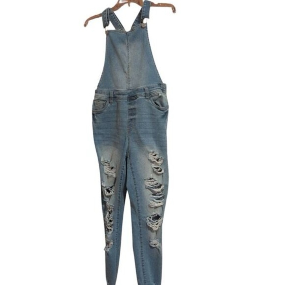 Blue notes Skinny Denim Destressed Jeggings Bib Overalls High Rise with pockets